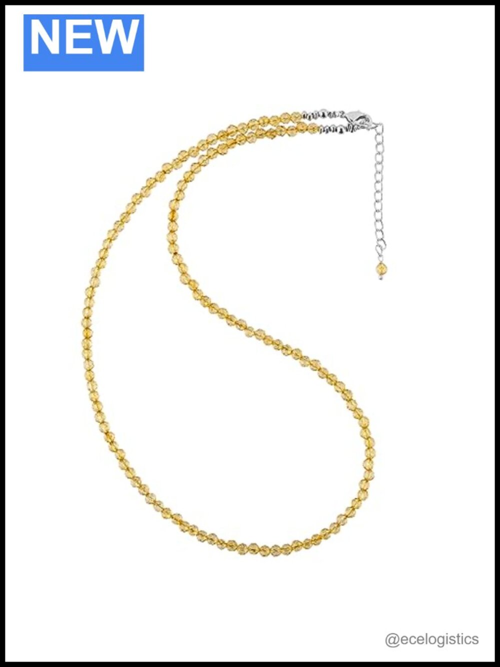 Handmade Citrine Beaded Necklace Faceted Gemstone Choker with Silver Plated